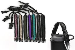 Handmade Handle Paracord Carrier Survival Strap Cord with Safety Ring and Carabiner for Wide Mouth Sport Water Bottles 12oz 64 o2961017