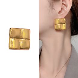 Designer Earrings For Women 18K Gold Plated Luxury Stud Fashion Commuter Premium Square Glossy Earrings For Party