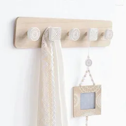 Kitchen Storage Hooks 5 Rack Coat Wooden Creative Hat Clothes 48x10x5cm Decoration Wall Hanger Modern Entrance