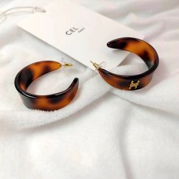 luxury CELIbrand circle designer earrings for women retro vintage tortoiseshell aretes oorbellen brincos have numbers name C shape earings earring rings Jewellery