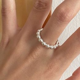 Famous designer popular rings for lovers Silver Bead Ring Womens Pure Cute and Simple Round with common vanly