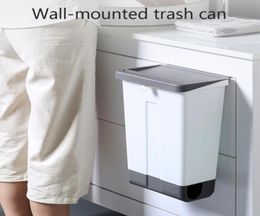 Kitchen Trash Can Plastic Wall Mounted Trash Bin Waste Recycle Compost Bin Garbage Bag Holder Waste Container Bathroom Dustbin Y205867827
