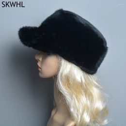 Ball Caps False Berets Elegant Women's Winter Design Fashion Artificial Hats Knitted Warm Beanies Hat