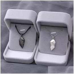 Pendant Necklaces Good Simple Quality Couple Necklace Electrocardiogram Magnetic Heart Splicing Valentines Day Gift Drop Delivery Je Dhdkg