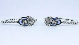 Blue Pansy Flower Hoop Earrings Earring Jewellery 925 sterling Silver Women p earring with logo ale Gift 290775C011244802