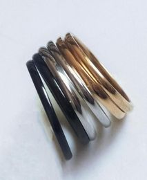 whole 36pcs 2mm comfortable silver gold black mix stainless steel rings fashion band Jewellery ring for man women wedding gifts228311746997