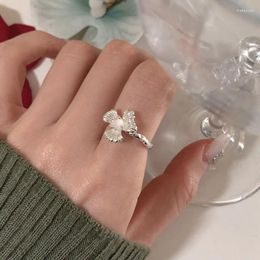 Cluster Rings VENTFILLE 925 Sterling Silve Flower Opal Ring For Women Girl Gift Leaves Liquid Lava Fashion Opening Jewellery Drop
