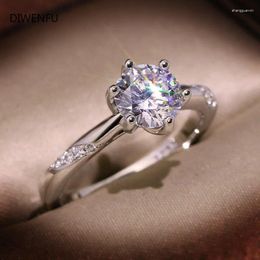Cluster Rings 14K White Gold 1.5 S Diamond Ring For Women Luxury Engagement Bizuteria Anillos Gemstone And Wedding