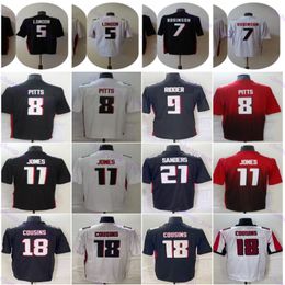 Cheap Kirk Cousins 18 Bijan Robinson 7 Football Jersey Drake London 5 Kyle Pitts 8 Julio Jones 11 Deion Sanders 21 Desmond Ridder 9 Black White Red Stitched