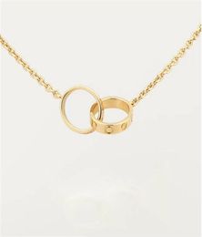 2023 High Edition Classic Design Pendant Love Necklace for Women Girls Double Loop Charms 316L Titanium Steel Wedding Jewellery Coll1473543