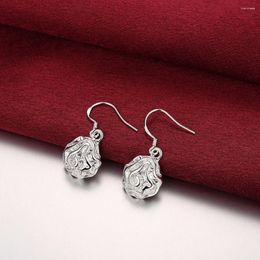 Dangle Earrings 925 Sterling Silver Pretty Rose Flower For Women Fashion Temperament Holiday Gift Classic Party Wedding Jewelry