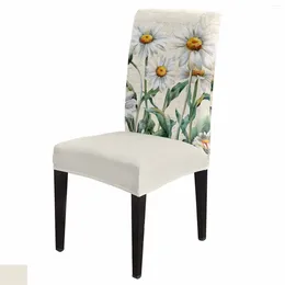 Chair Covers Spring Flower Daisy Retro Dining Spandex Stretch Seat Cover For Wedding Kitchen Banquet Party Case