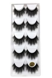 5pairsset 3D Mink False EyeLashes Thick Plastic Black Cotton Full Strip Fake Eye Lashes For Party Cosmetic Make Up Tool With Box 5587131