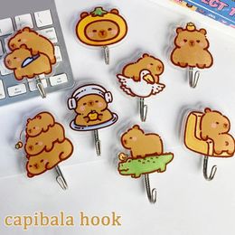 Hooks Cute Wall Key Holder Door Hanging Self Adhesive Hanger Cartoon Capybara Hook For Kids Room Home Decor