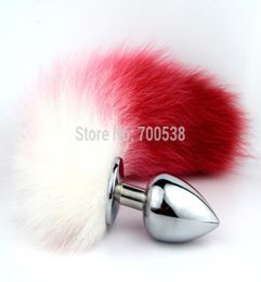 New Colourful Fox tail Anal Sex toys Metal Butt Anal plug sex games Role play toy3612225