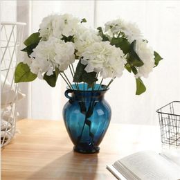 Decorative Flowers DIA17cm Artificial Hydrangea 5 Fork Wedding Decoration Simulation Flower Home