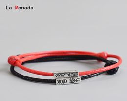 925 Sterling Silver Couple Bracelet Red Line Thread For Hand String Rope Jewelry Bracelets For Women Black Vintage Chinese Lucky8195231