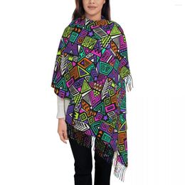 Scarves Colorful Art Scarf Womens 90s Fashion Head With Long Tassel Autumn Retro Shawls And Wrap Keep Warm Printed Bufanda