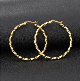 Gold Silver Black Rose gold Color Big Hoop Earrings Stainless Steel Jewelry High Engagement Earrings For Women Christmas 9422032