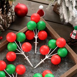 Baking Tools Merry Christmas Colourful Balloons Red Green Round Ball Muffin Birthday Cake Dessert Table Decoration Card Plug-in