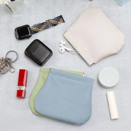 Storage Bags Pu Solid Spring Closure Cosmetic Bag Female Portable Headset Protective Case Mini Jewellery Sundries Lipstick