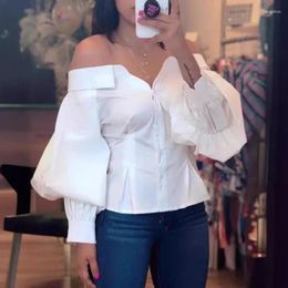 Women's Blouses Arrivals Design Independence 2024 Spring Summer Clothing Solid Colour Off-Shoulder Lantern Sleeve Single-Breasted Sh