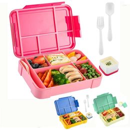 Dinnerware Lunch Box Portable Bento Adult Containers Microwavable Leak Proof 6 Compartment For Adults Kids Toddler With Tableware