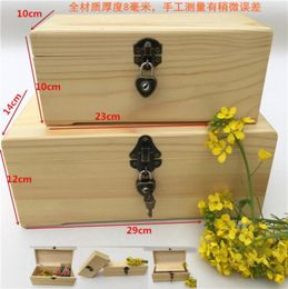 Large pine wood box customized rectangular locking storage gift post Christmas trees LJ2008122321589