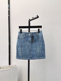 The latest letter printed washed denim skirt from spring and summer