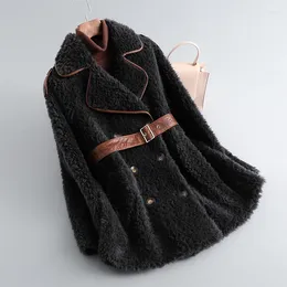 Women's Fur 2024 Autumn/Winter Integrated Coat For Mid Length Sheep Cut Fleece Fashionable And Slim Lamb Grass