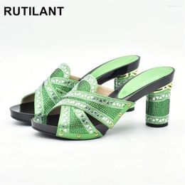 Dress Shoes Latest Ladies Sexy Low Heels Women Pumps Slip On Summer Slipper Decorated With Rhinestone For