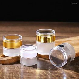Storage Bottles Frosted Glass Cream Round Cosmetic Jars Hand Face Bottle 20g/30g/50g With Acrylic Cap PP Liner LX8690