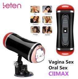 Two Channel Automatic Male Masturbator Blowjob Sucking Sex Machine silicone vagina real pussy Aircraft Cup Oral Sex Toys For Men Y5846304