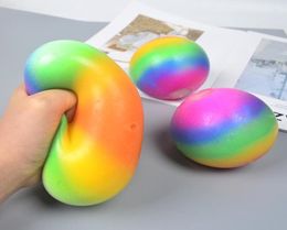 Creative Rainbow Venting Squash Ball Toy Squeeze Entertainment Release Pressure Ball Children Party Favors VTKY23455117540