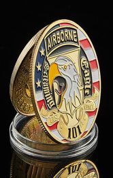 USA Army 101st Ariborne Division Gold Plated Craft Commemorative Challenge Coin Token Military Badge Collectible8876554