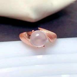 Cluster Rings Design Style 925 Silver Rose Quartz Ring 8mm 2ct Natural 3 Layers 18K Gold Plated Jewelry