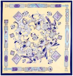 SingleSided Head Scarves 130 Silk Scarf Top Twill Square Jewelry Print Scarfs Vintage Neck Foulard Femme Handmade Large Headwrap526826066