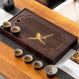 Tea Trays Bamboo Wooden Tray Household Simple Set Draining Long Dry Bubble Small Water Storage Table