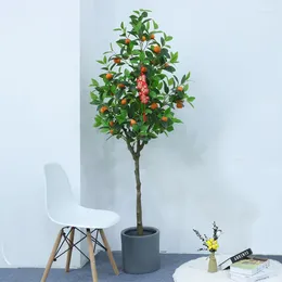 Decorative Flowers 1.2-1.5M Artificial Approaching Nature Green Orange Tree Make Money Potted Indoor Floor Decoration False Plant