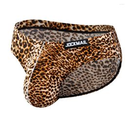 Underpants Jockmail Sexy Men Bikini Brief Underwear Leopard Grain Penis Pouch Jockstrap G-strings Thong Cuecas Gay Male Panties Slip Homme