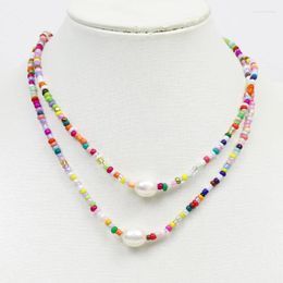 Pendant Necklaces 8 Strand Colorful Beaded Necklace Chain Handmade Jewelry Accessories Gift 9896