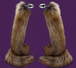 78cm Super Long Fox Tail Anal Plug Faux Fur Tail Metal Butt Plug Cosplay Role Adult Novelty Anal Beads Sex Toys For Man Women Y2018548498