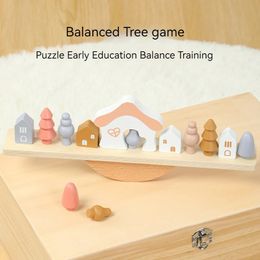 Balance Games Puzzle Toys Montessori Early Educational Stacking Game Wooden Forest Houses Blocks Enlightenment Toy For Kids Gift 240509