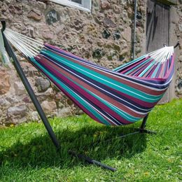 Camp Furniture Portable Outdoor Hammock Indoor Yard Striped Hanging Large Chair Hammocks Camping Sleeping Swing Bed Without Shelf