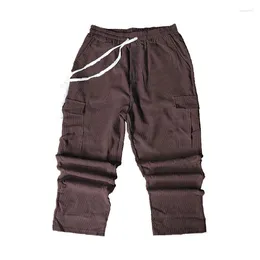 Men's Pants 2024 Summer Hip Hop Loose Size Long For Men Solid Color Drawstring Pocket Fashion And Versatile Straight Leg