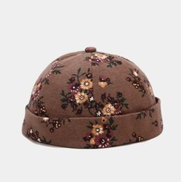 Beanies 2021 Vintage Docker Cap Brimless Hat Breathable Beanie Hats Cotton Adjustable Flower Landlord Sailor Men And Women 462831250