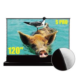 Motorized Floor Rising Screen 120 Inch Electric Tension Floor Screen for Ambient Light Rejecting Ultra Short Throw Laser 4k Projector