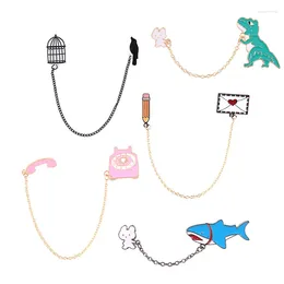 Brooches ChainTelephone Cage Dinosaur Envelope Pins Accessories Clothing Backpack Alloy Brooch Enamel Lapel Badge Wholesale