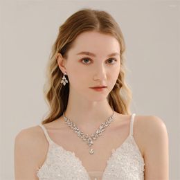 Party Decoration Luxury Crystal Bridal Jewellery Sets Wedding Accessories Necklace And Earrings Women Silver Plated Bridesmaid Gift