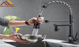 Blackend Spring Kitchen Faucet Pull out Side Sprayer Dual Spout Single Handle Mixer Tap Sink Faucet 360 Rotation Kitchen Faucets3474511